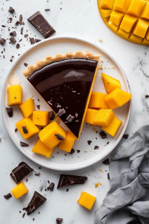 elaboracion Tarta de mango y chocolate
