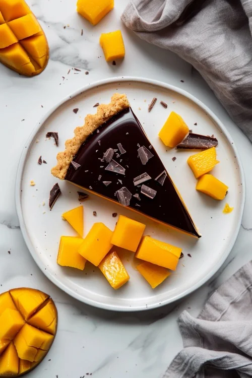 Tarta de mango y chocolate