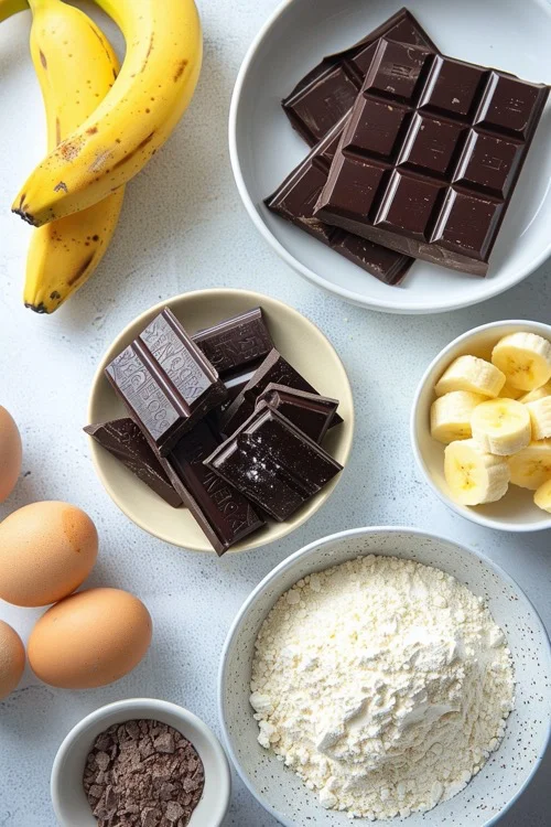 ingredientes Tarta de plátano y chocolate fácil